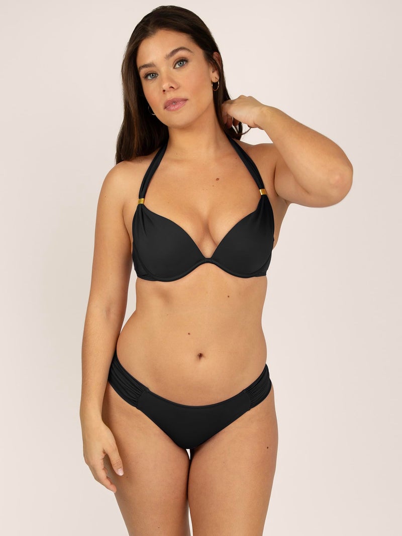 Smart & Sexy womens Swim Secret Mega Push-up Halter Bikini Top, Black Hue, 32B US - Image 3